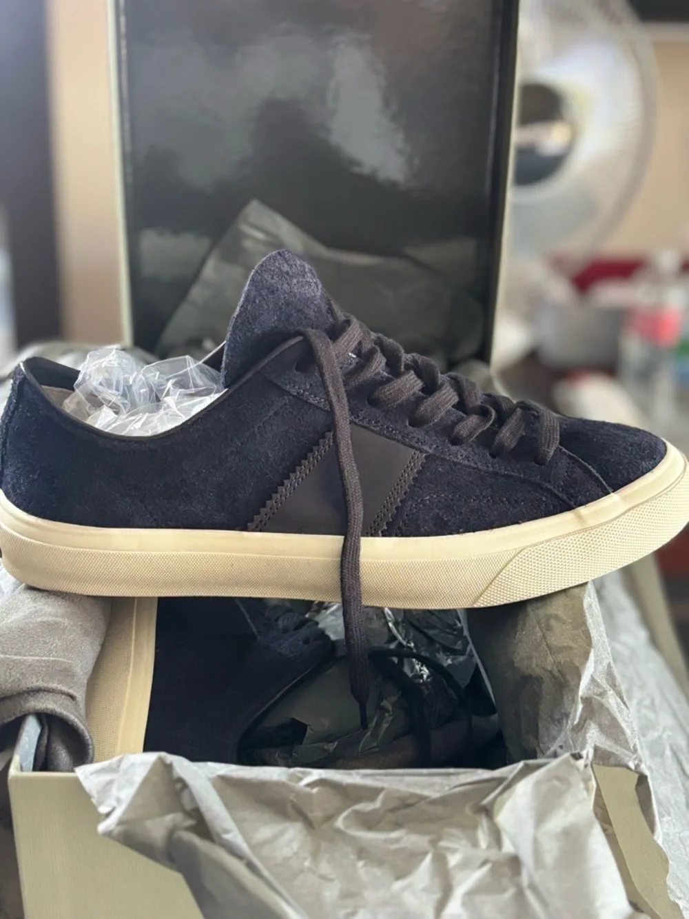 TOM FORD Cambridge Men's Navy Suede Low-Top Sneakers Size 11.5 new in box